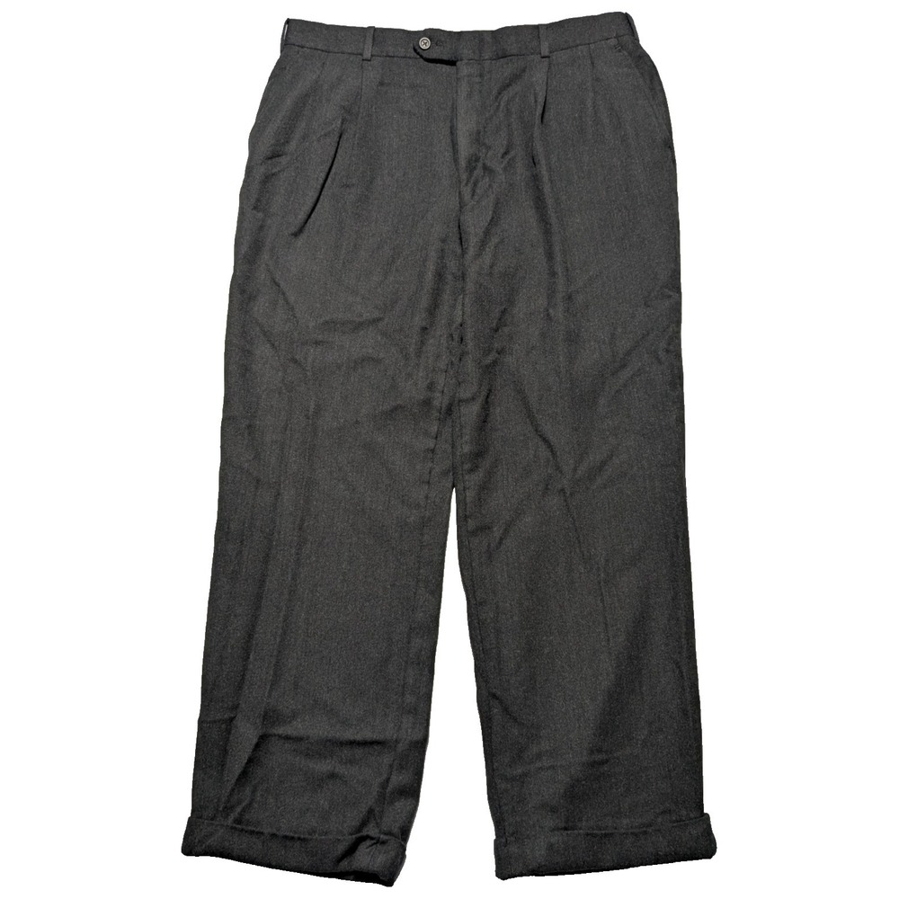 BURBERRY LONDON Men 38 REG‎ (Actual 37X28) Wool? Black Cuffed Dress Pants